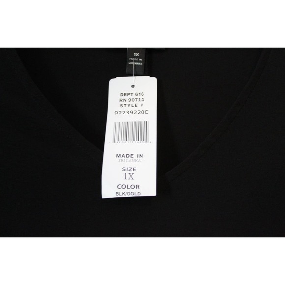 NWT MSK Bell Sleeve Shift Dress Black Gold Sleeve Women's Plus Size 1X H14730 - Picture 8 of 14